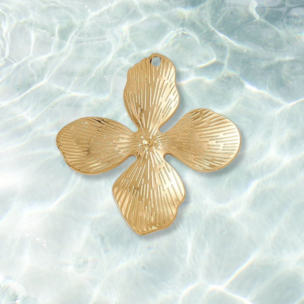 Gold Dogwood Petal Flower Charm | Waterproof Stainless Steel