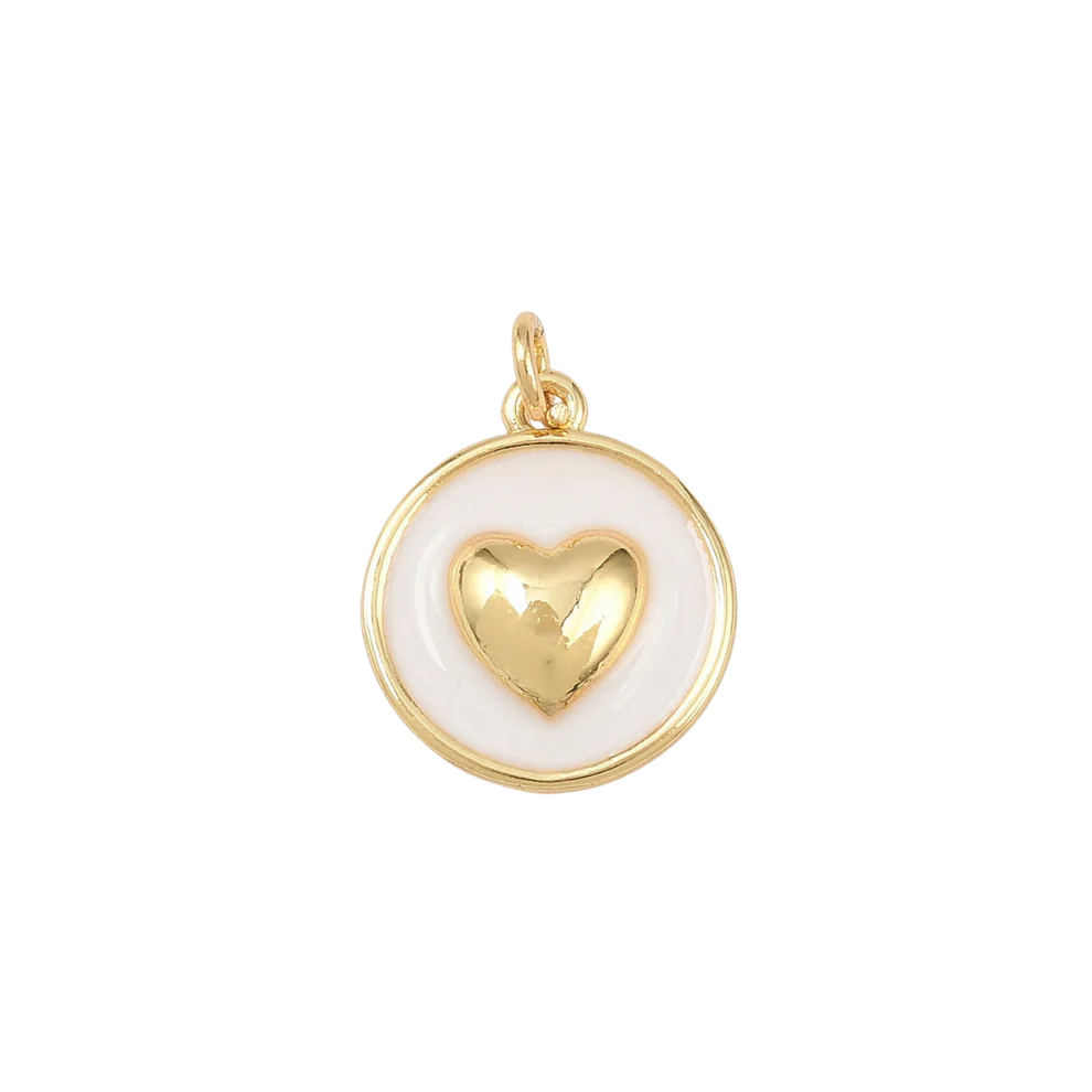 Gold Beloved Heart White Charm
