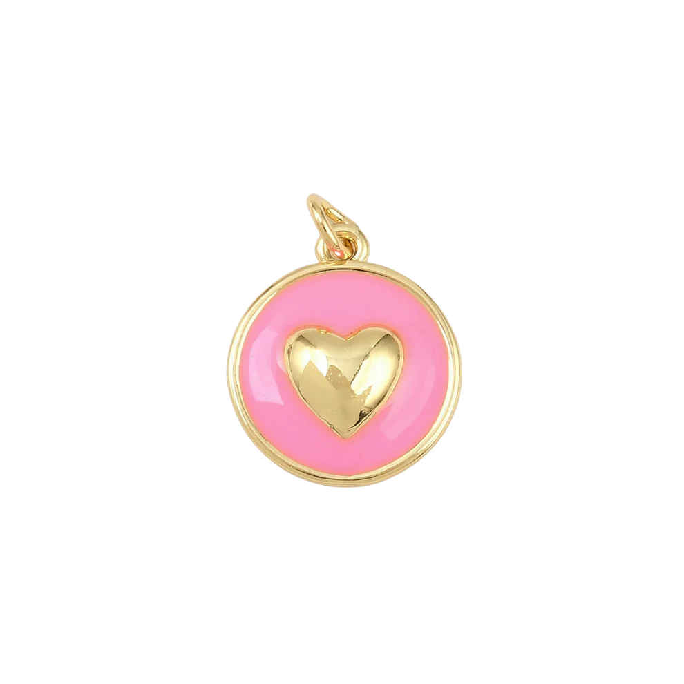 Gold Beloved Heart Pink Charm