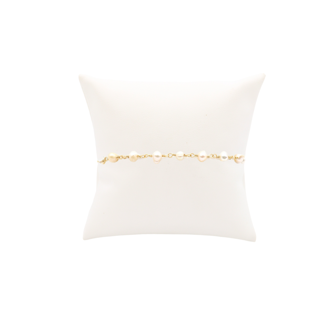 Gold Beth Pearl Charm Bracelet: Small