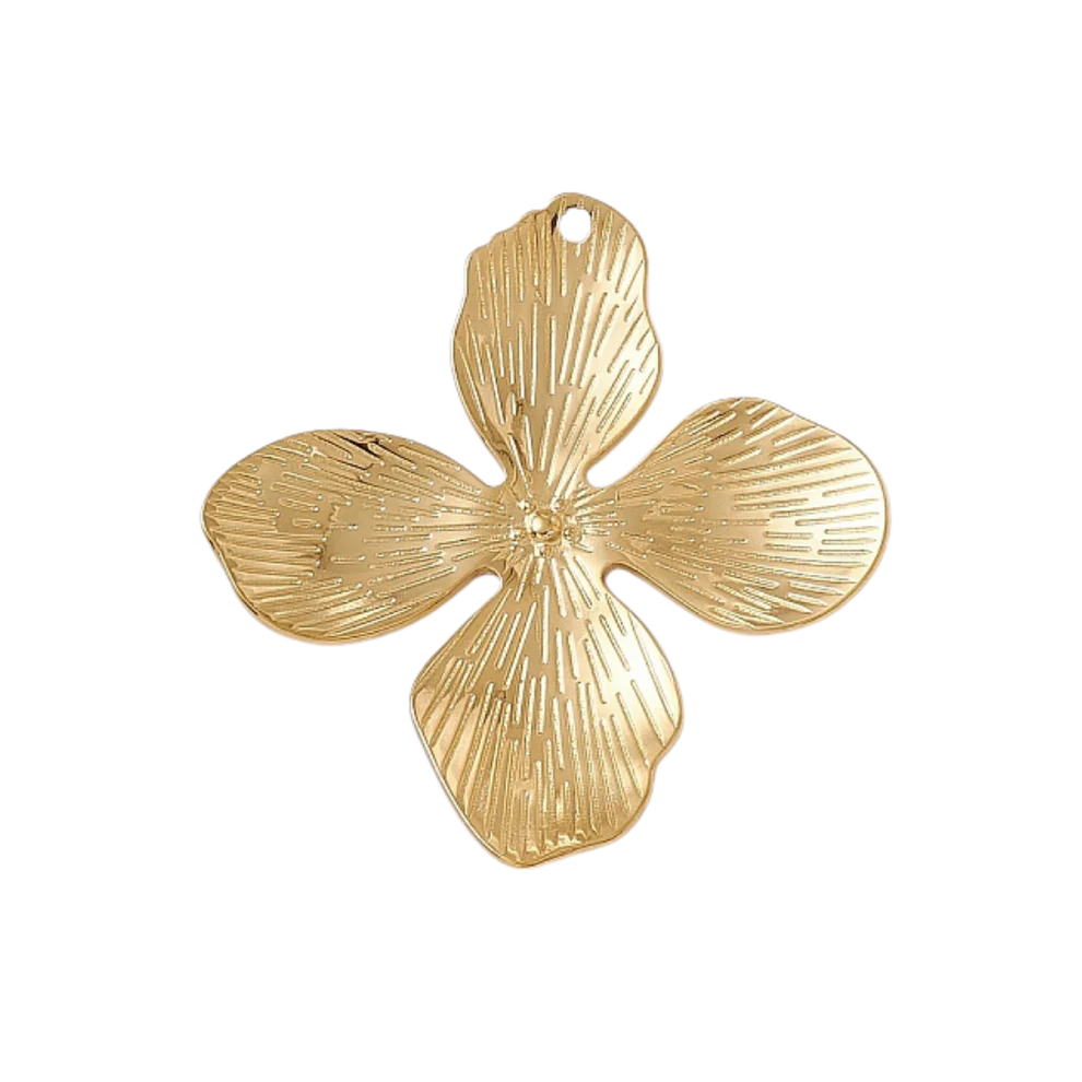 Gold Dogwood Petal Flower Charm | Waterproof Stainless Steel