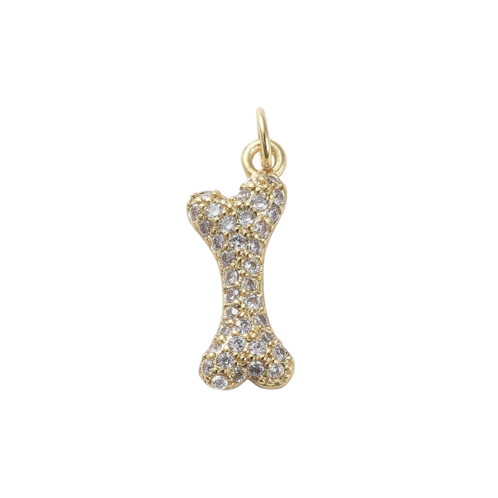 Gold Dog a Bone Charm