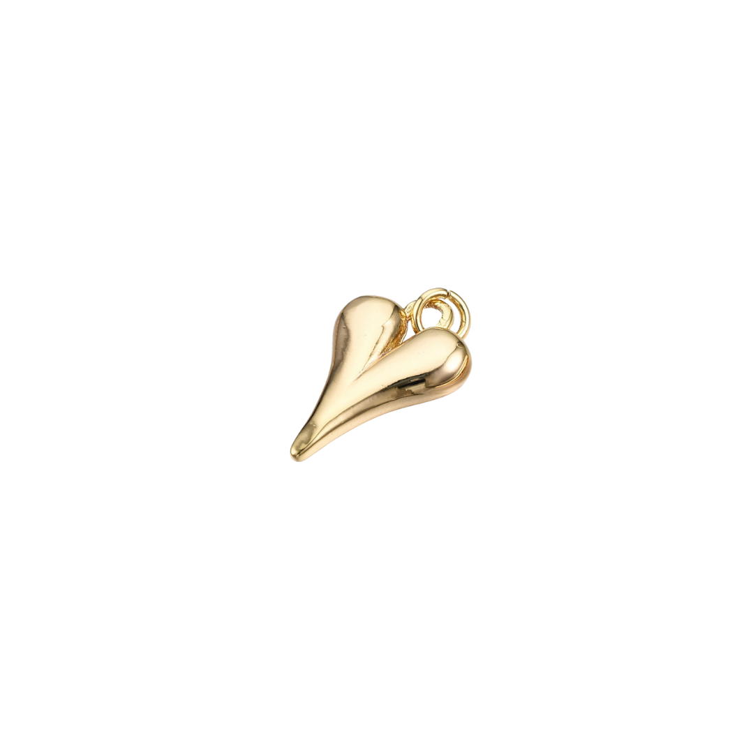 Mini Gold Puff Heart Charm