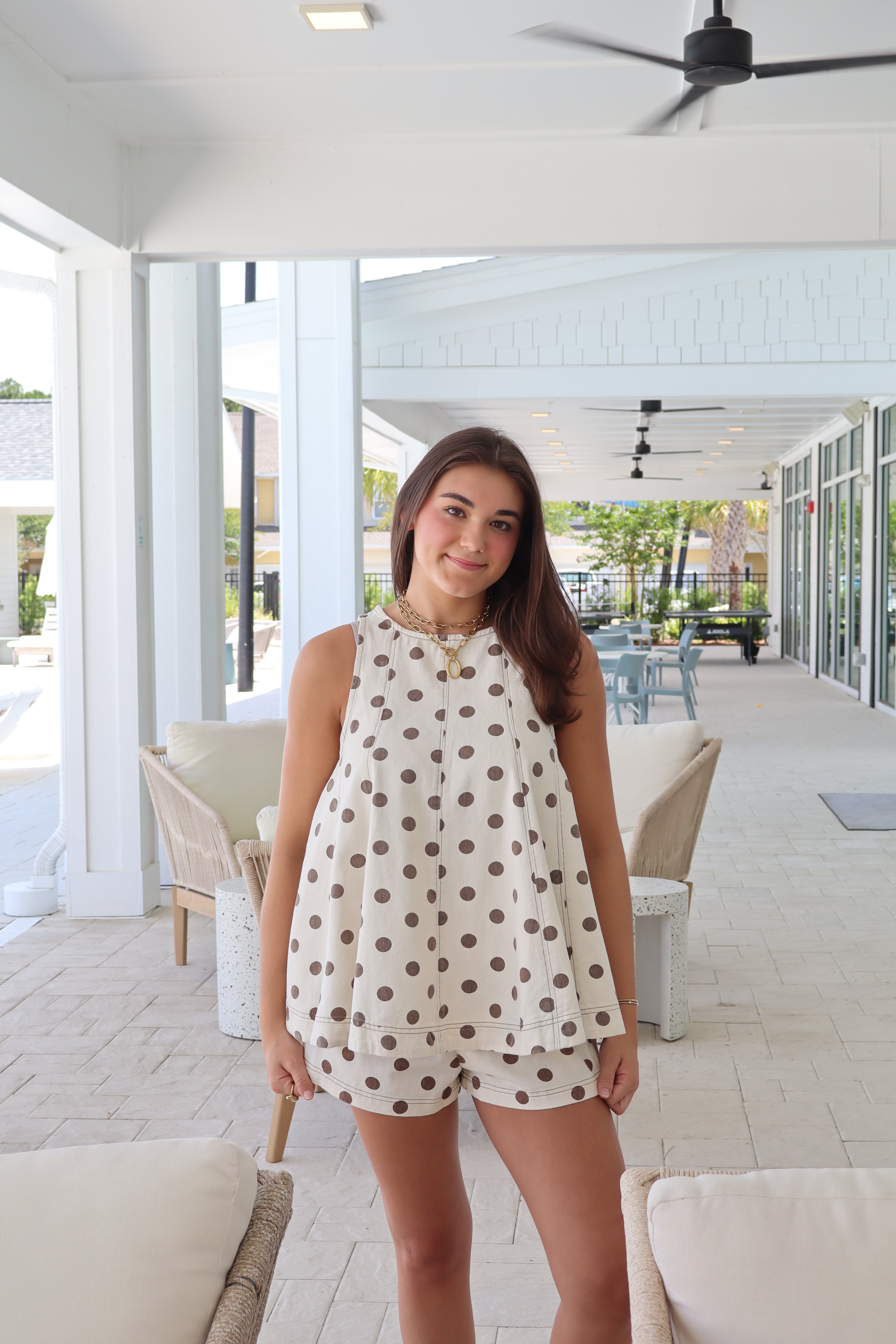 Oatmeal Polka Dot Shorts