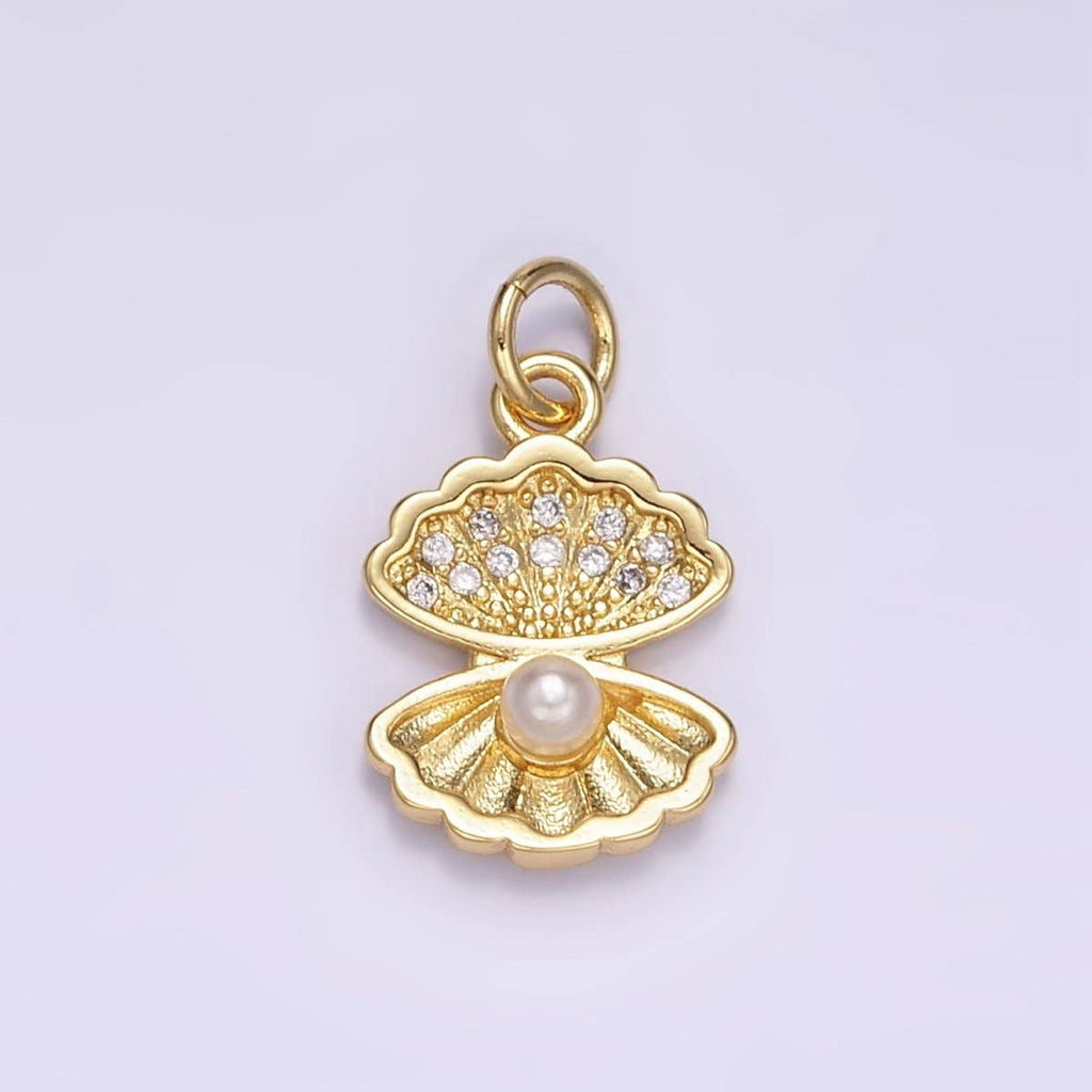 24K Gold Filled Pearl Clam Sea Shell Charm