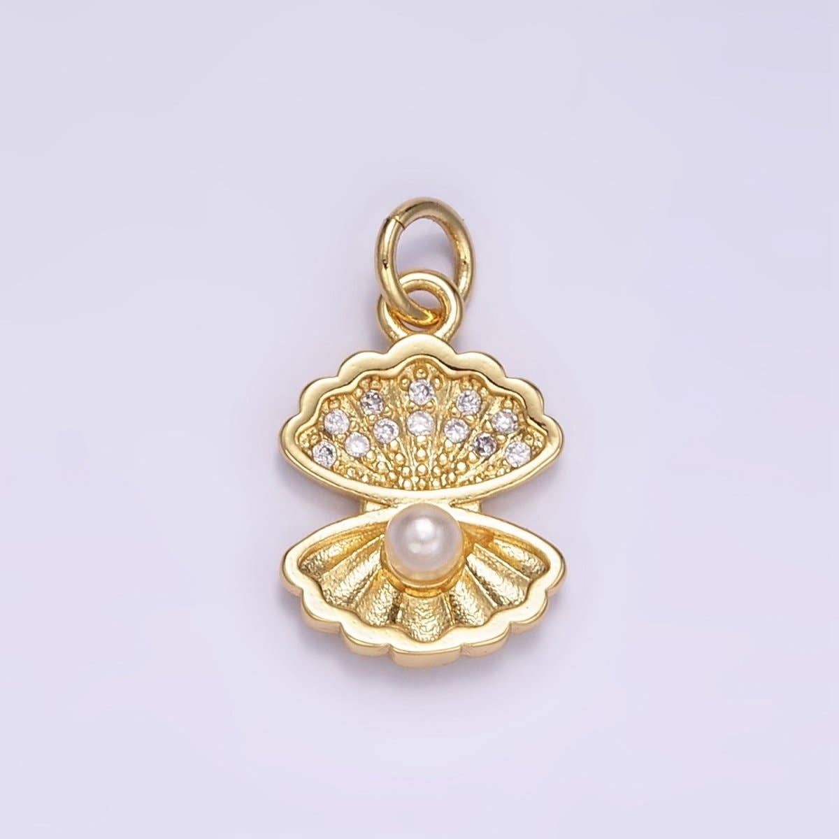 24K Gold Filled Pearl Clam Sea Shell Charm