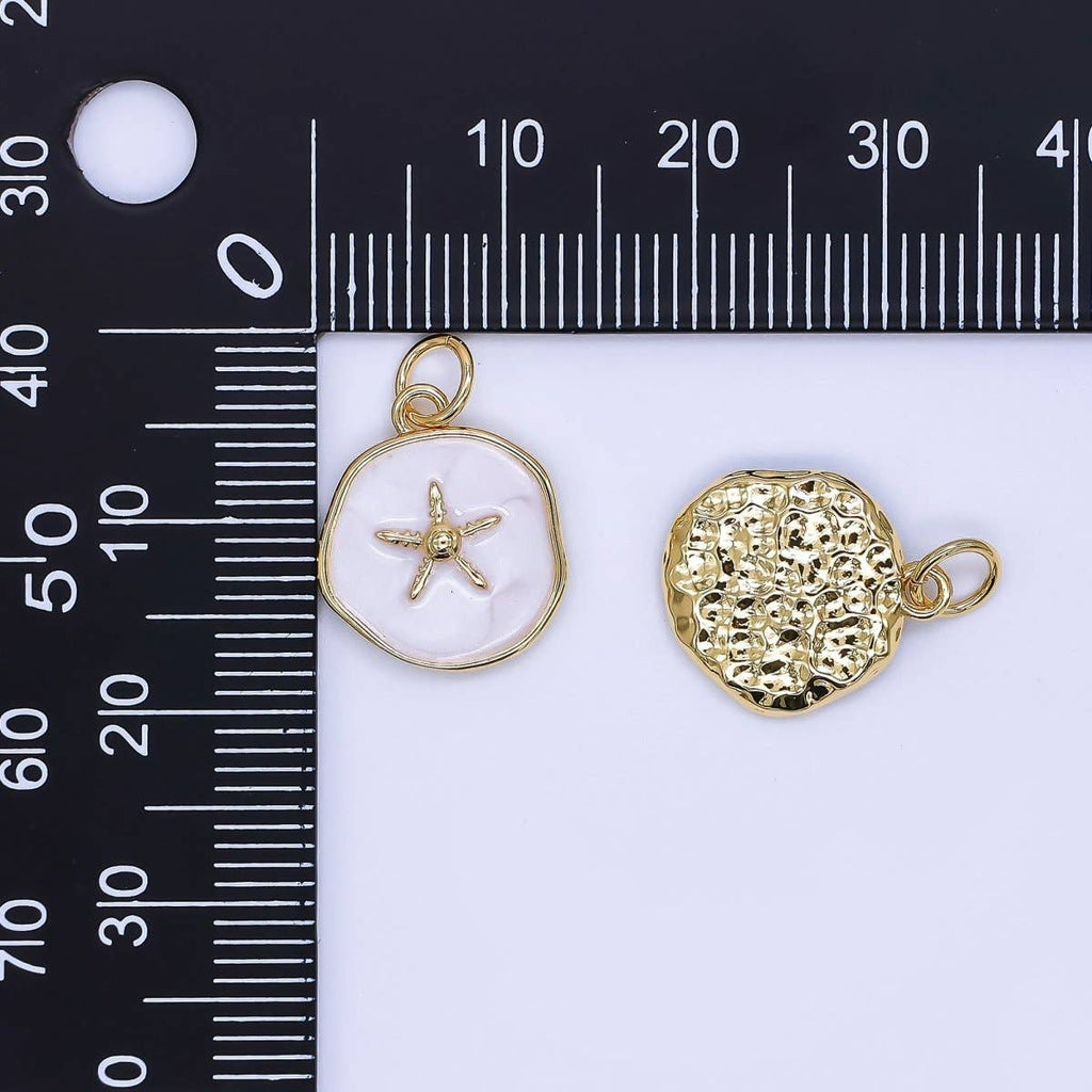 24K Gold Floating Sea Starfish Charm in Blue & White