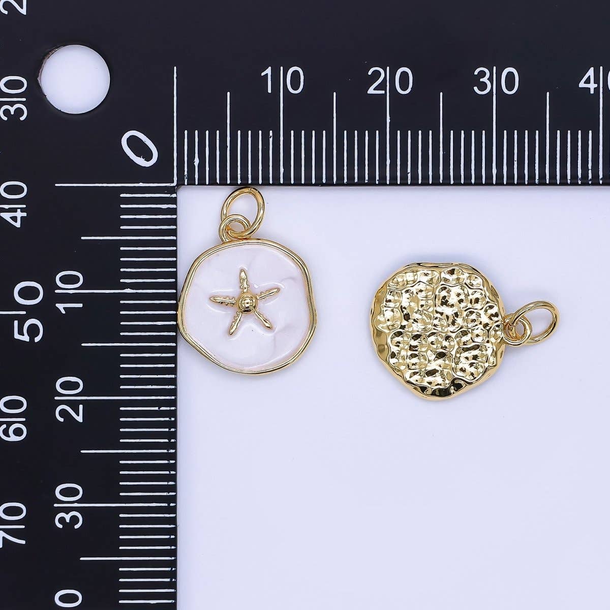 24K Gold Floating Sea Starfish Charm in Blue & White