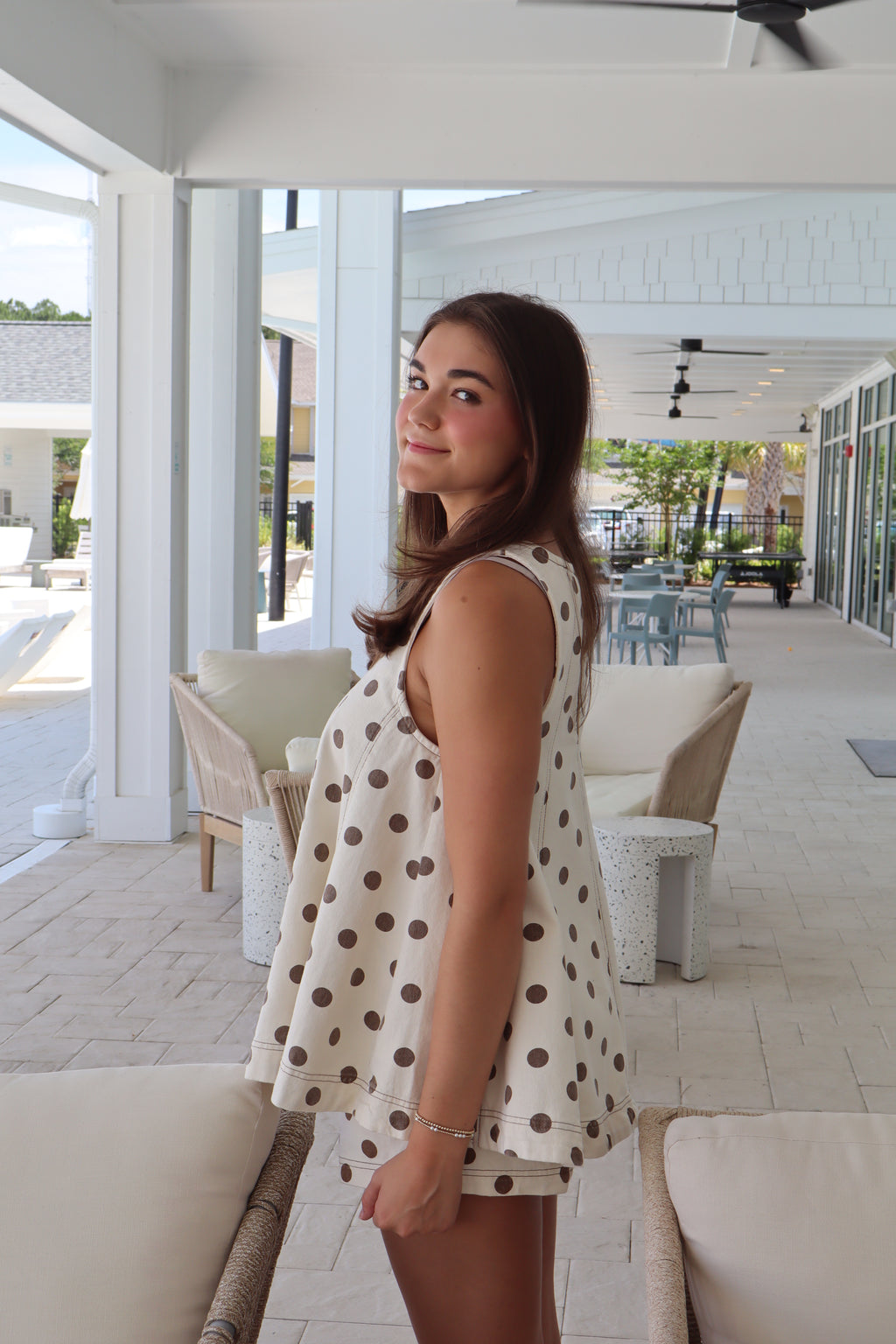 Oatmeal Polka Dot Top