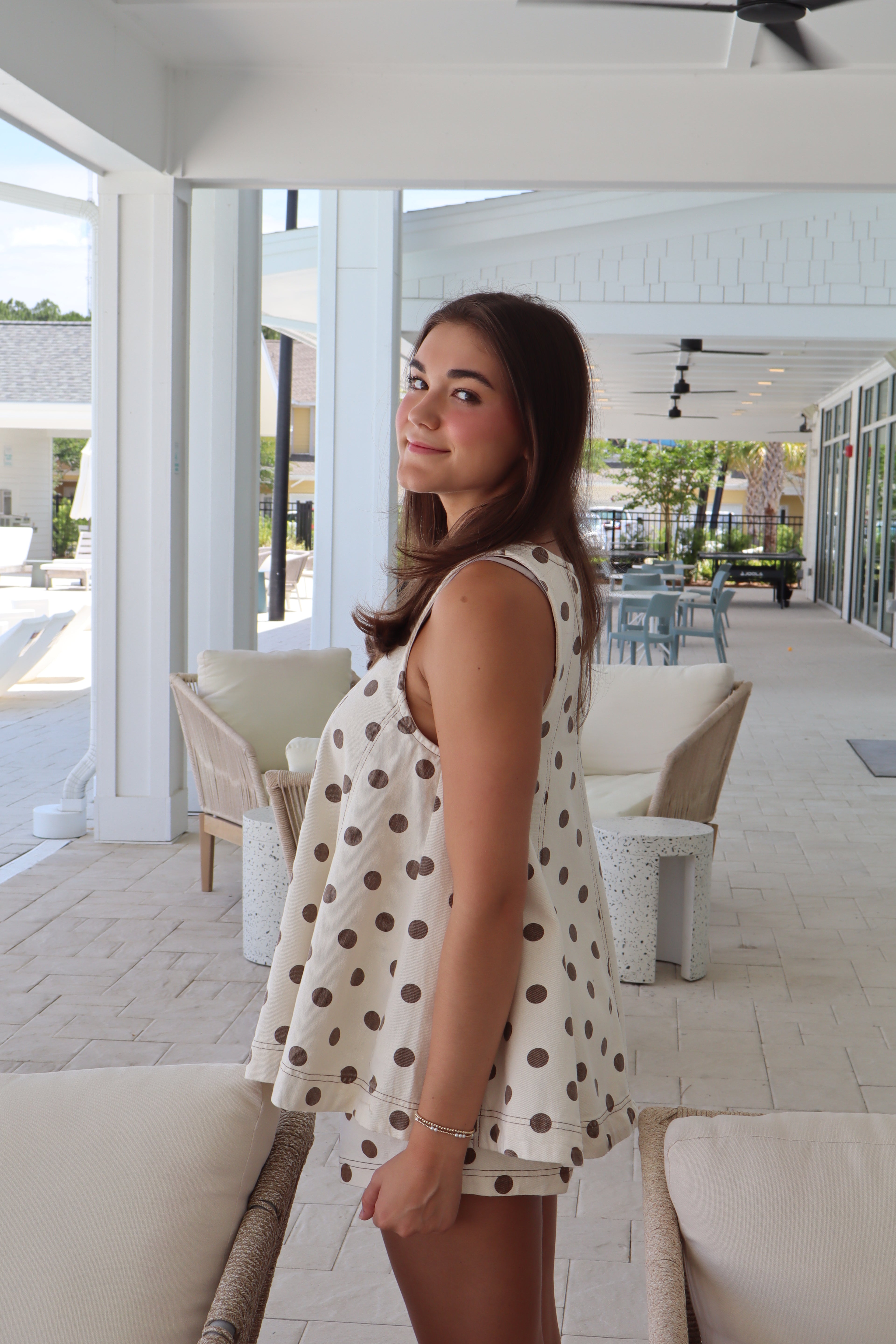 Oatmeal Polka Dot Top