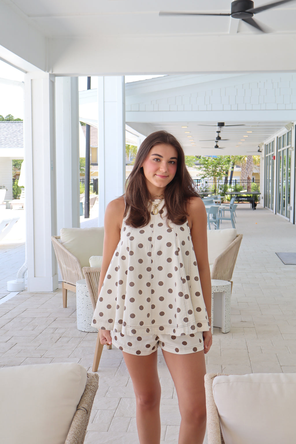 Oatmeal Polka Dot Top