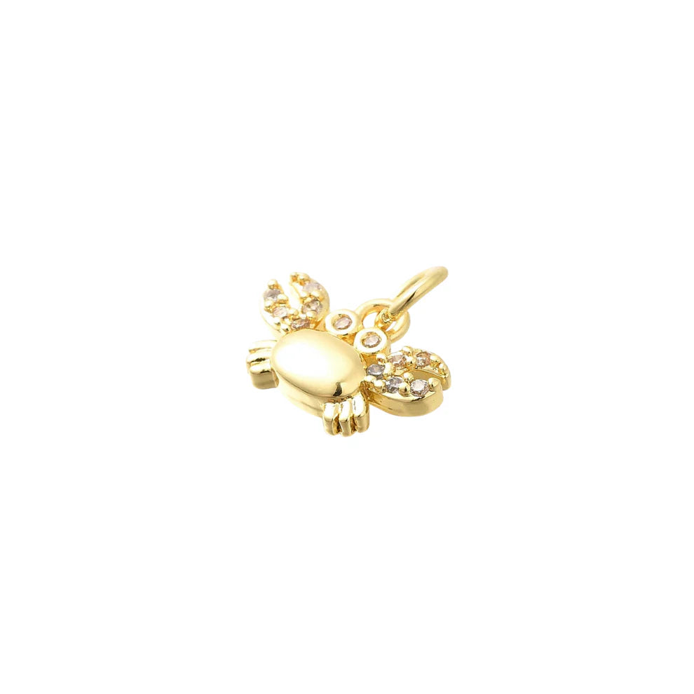 Gold Crab with Cubic Zirconia Charm