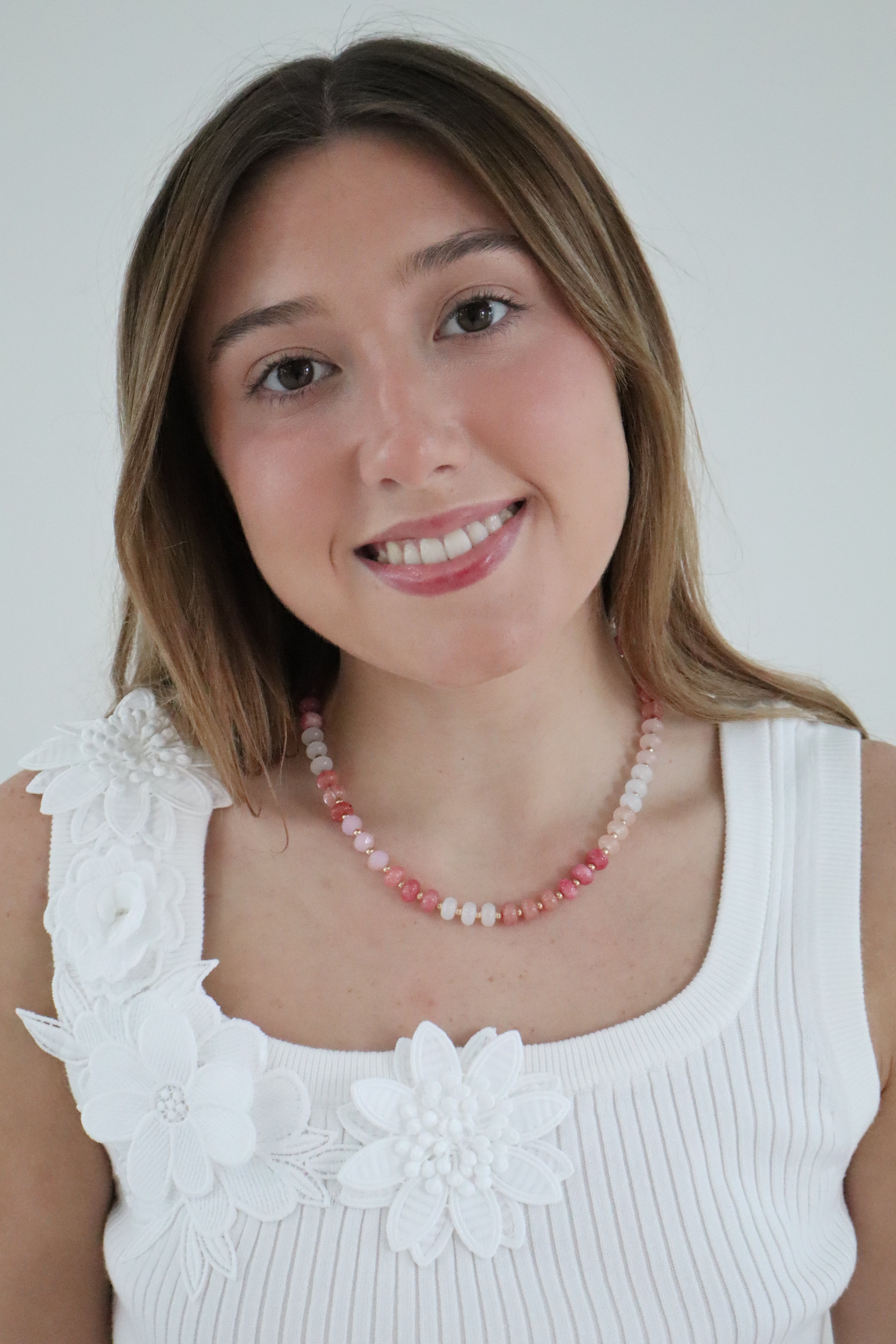 Pink Crystal Beaded 17” Necklace