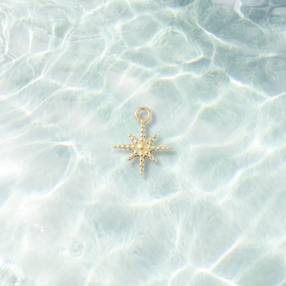 Gold Dewdrop Beaded Star Charm | Waterproof Stainless Steel