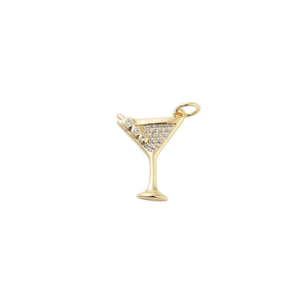 Gold Cubic Zirconia Martini Glass