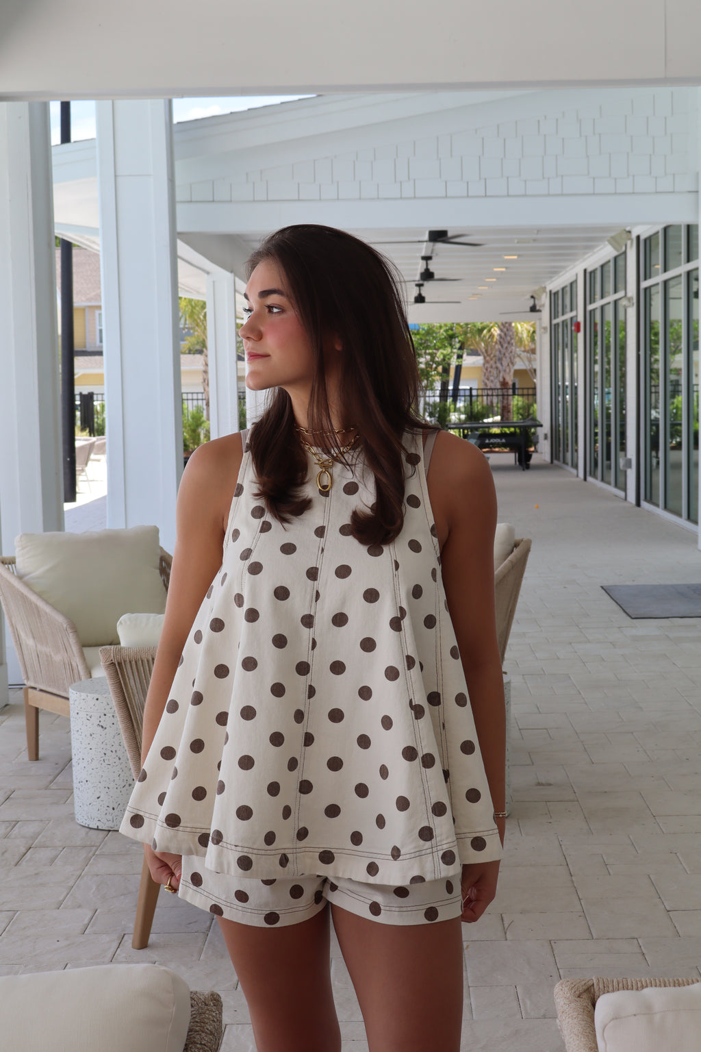 Oatmeal Polka Dot Top