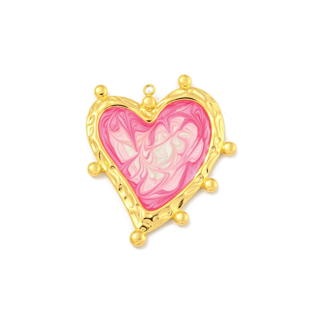 Large Gold Tie-Dye Heart Charm