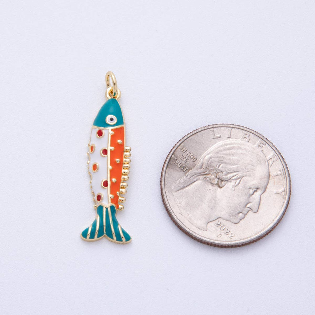 18K Gold Filled Multicolor Sardine Charm