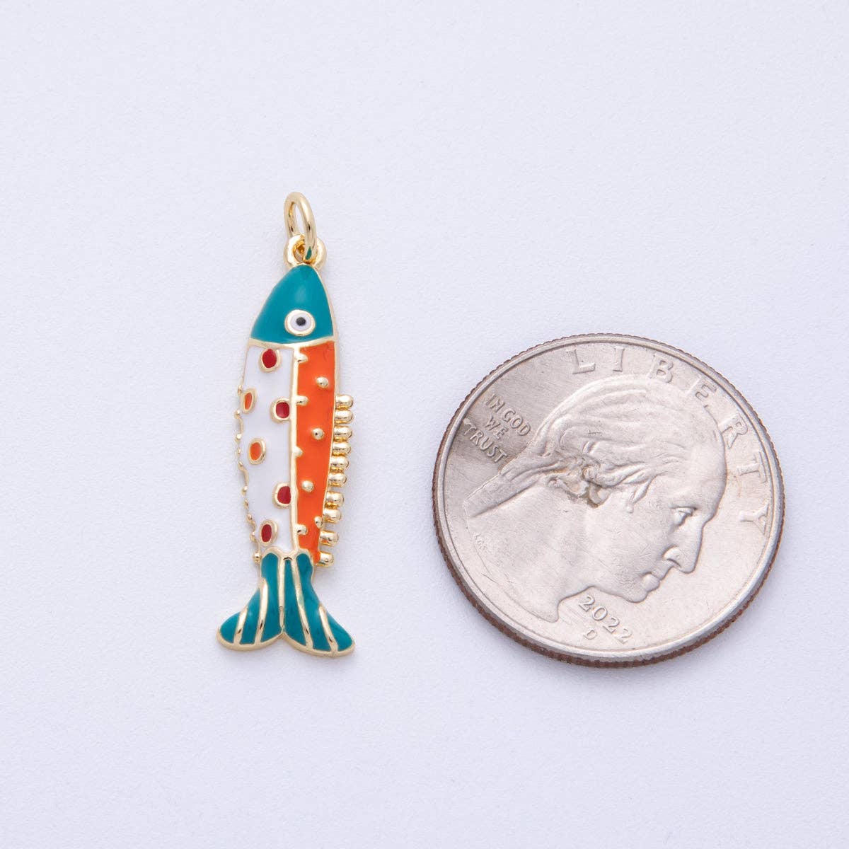 18K Gold Filled Multicolor Sardine Charm