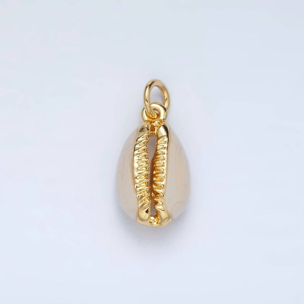 24K Gold Filled White Shell Clam Charm