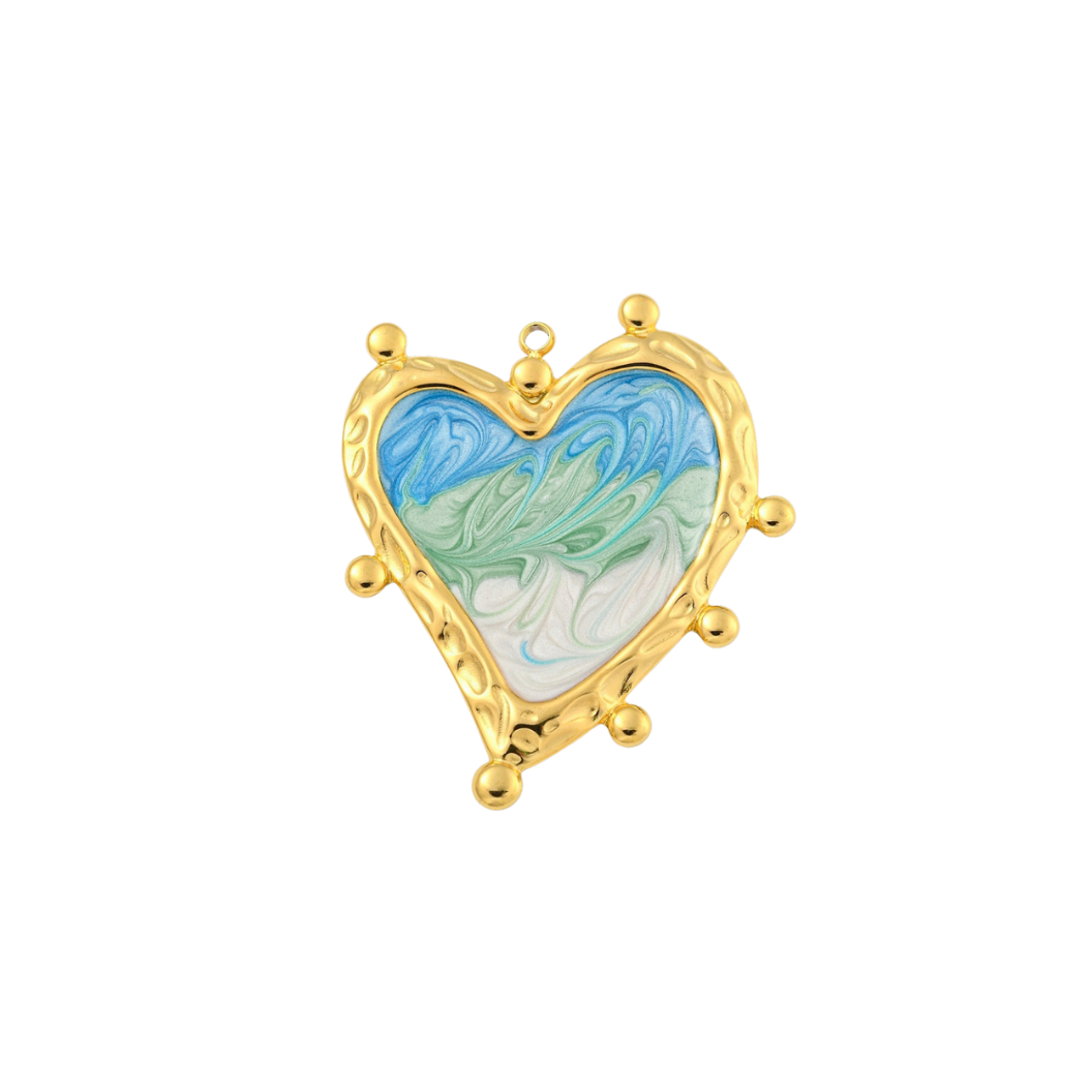 Large Gold Tie-Dye Heart Charm